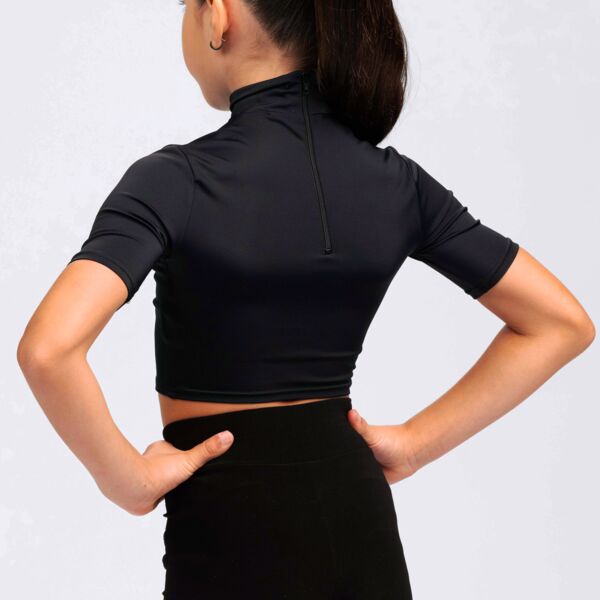 Girls Half Sleeve Mock Neck Crop Top Thumbnail